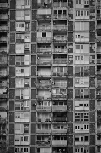 The façade of a 1960s residential block